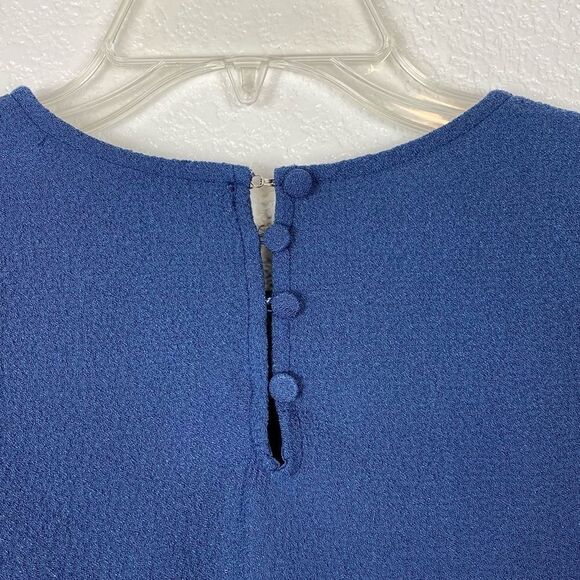 Zara Navy Blue Crepe Half Sleeve Peplum Blouse - Picture 6 of 6